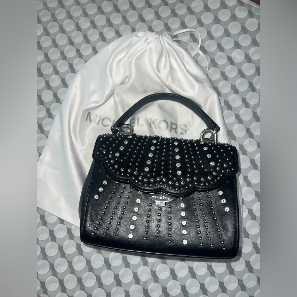 Michael Kors Black Studded Top-Handle Satchel